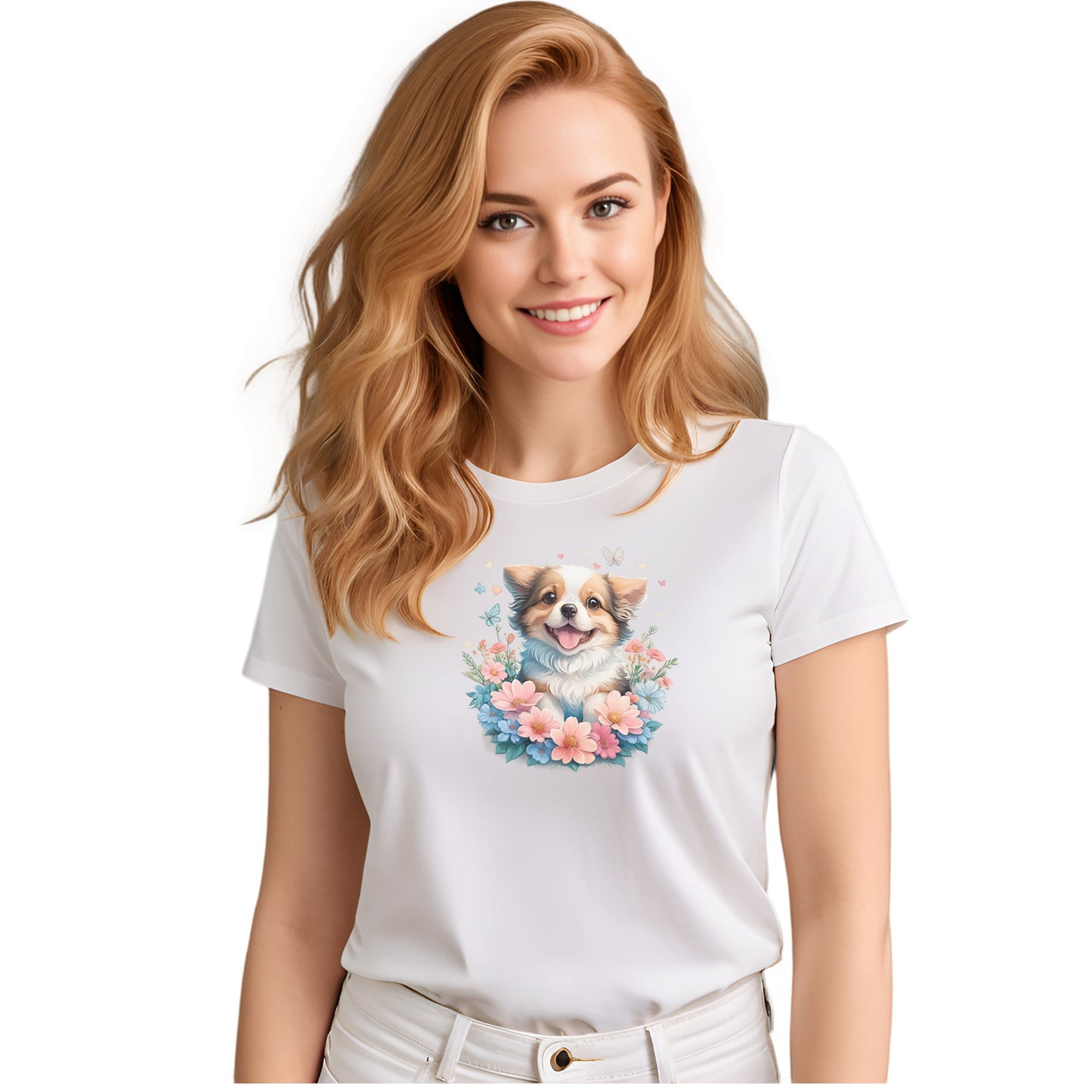 T-shirt Shepherd Canine Floral Elegance