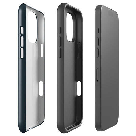 Black phone case shown from three angles on a white background