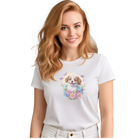 T-shirt puppy Spaniel Floral Charm