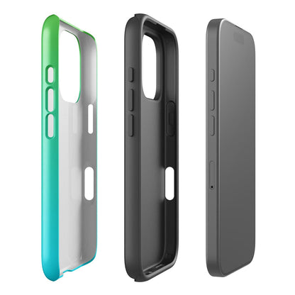 Three phone cases in green, black, and gray on a white background