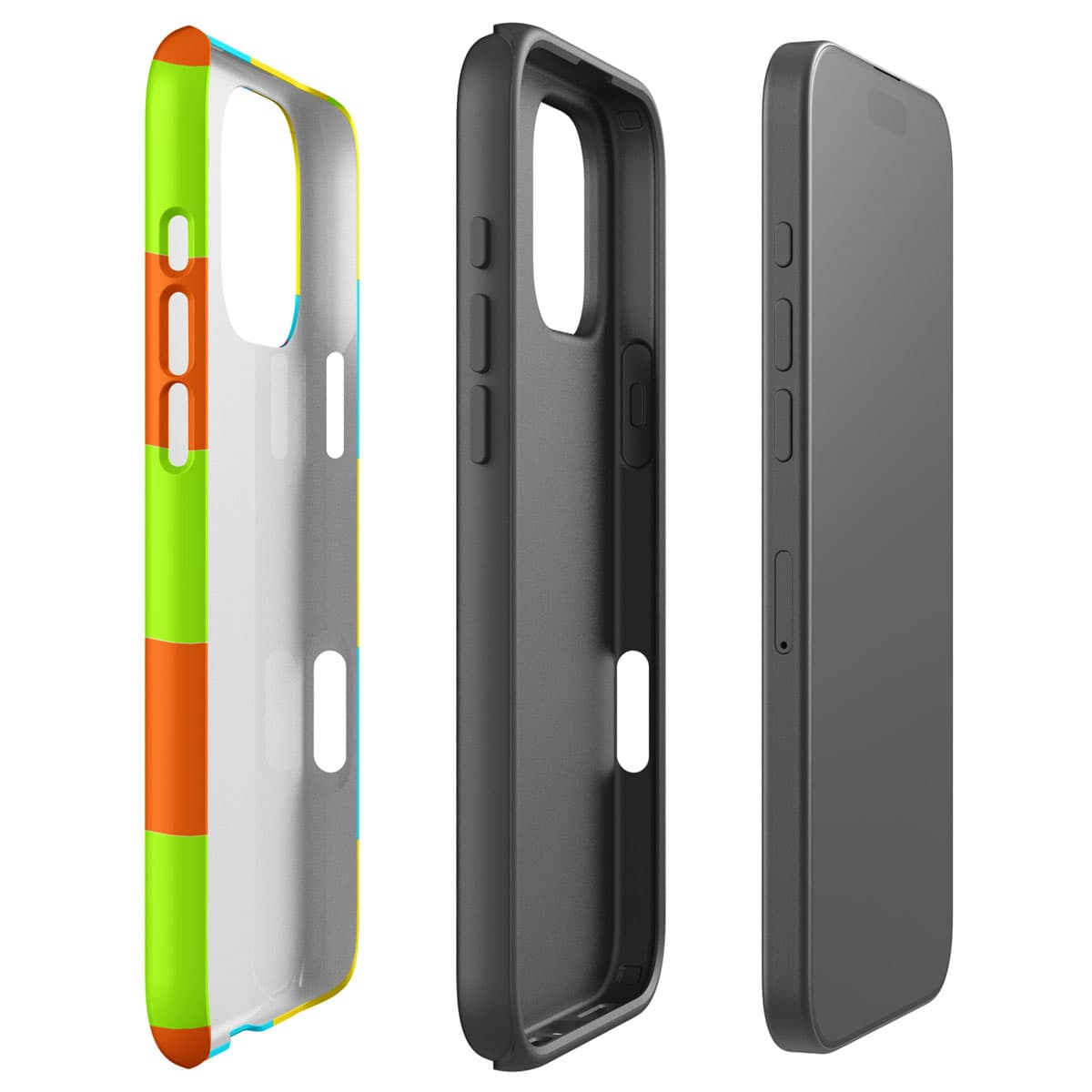 Warhol Style Bulldog iPhone Case – Neon Grid Dog Design Dual-Layer Protective Tough Cover for iPhone 11-17 Series
